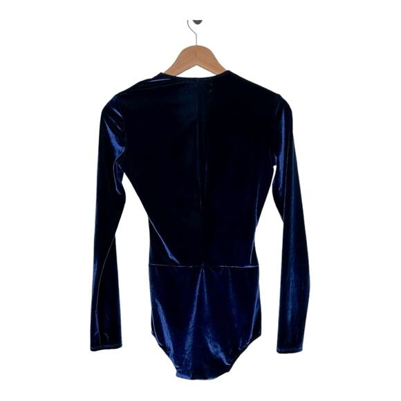 Reformation Blue Velvet Avalon Bodysuit Small - Picture 2 of 6